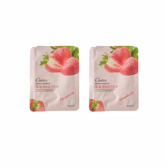 ماسک صورت چلیکا مدل توت فرنگی حجم 25 میلی لیتر مجموعه 2 عددی
