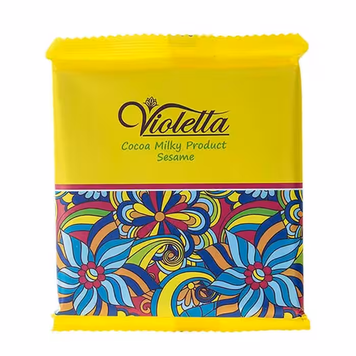 شکلات تابلت کاکائویی شیری با کنجد ویولتا 55 گرمی