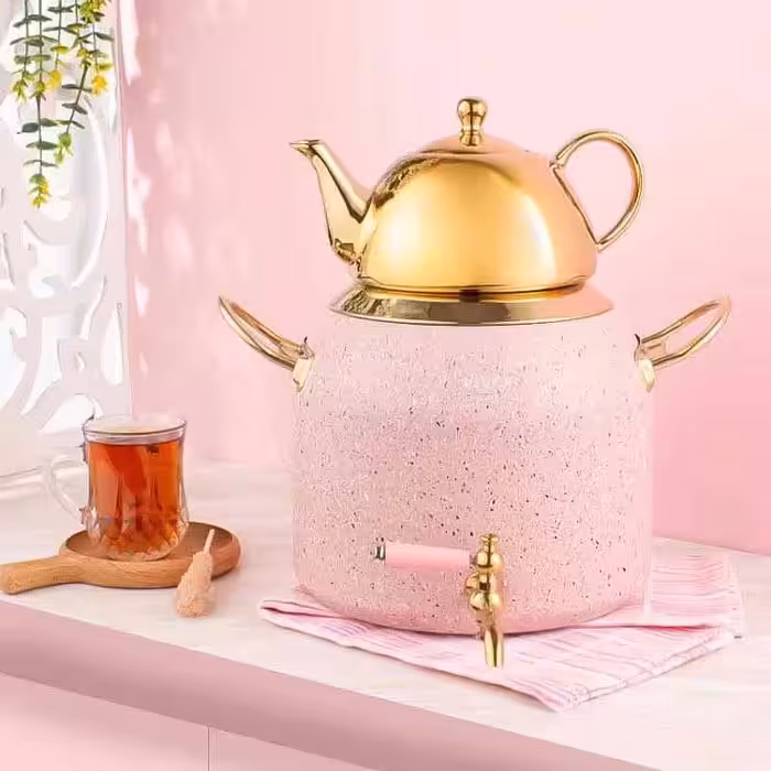 کتری قوری شیر دار 6لیتر گرانیت بژ ریور کد 5845