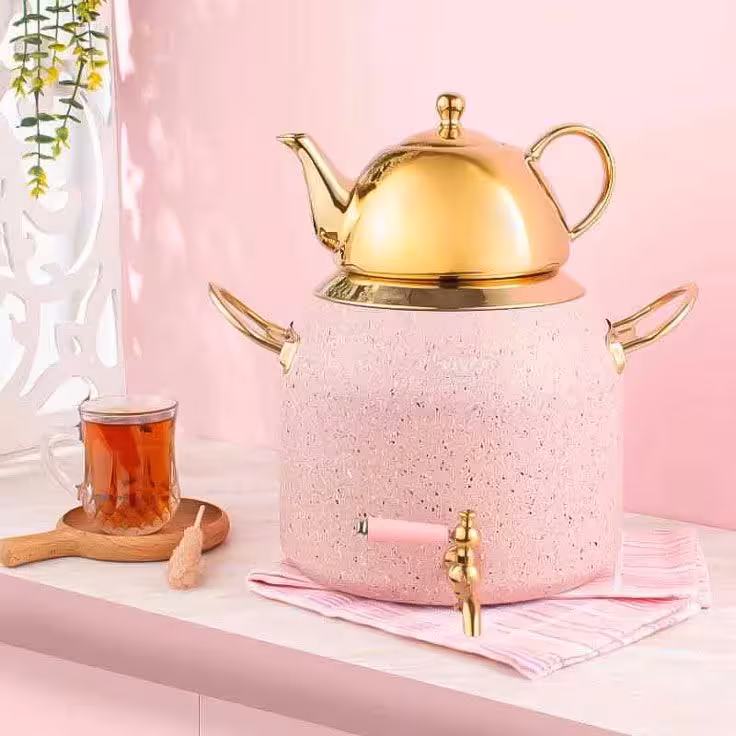 کتری قوری شیر دار 6لیتر گرانیت بژ ریور کد 5845