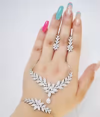 سرویس زنجیری نقره جواهری زنانه کد 60066