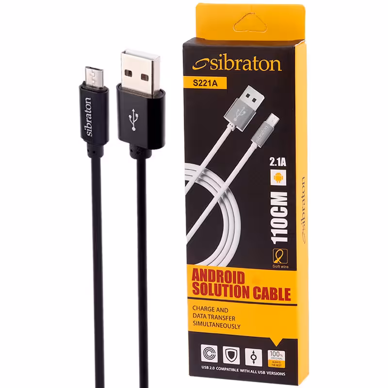 کابل میکرو یو اس بی Sibraton S221A 2.1A 1.1m