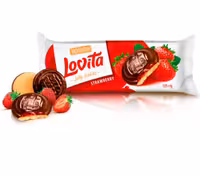 کوکی ژله ای لاویتا ROSHEN با طعم توت فرنگی و روکش شکلات وزن 135 گرم