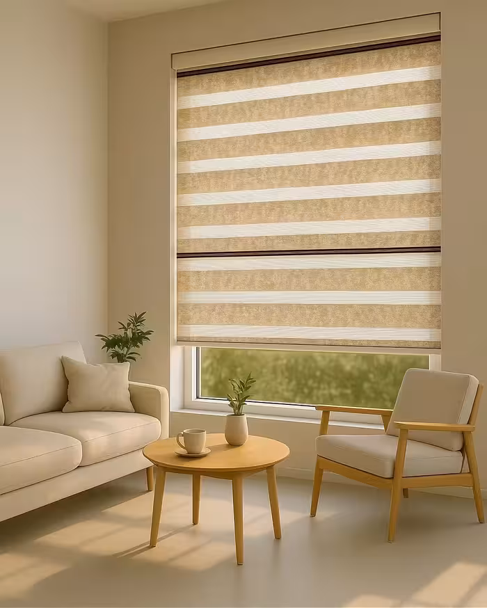 پرده زبرا پلیسه کرم پتینه