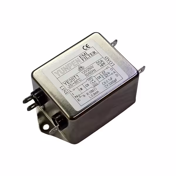 خرید و قیمت نویز فیلتر تک فاز 20 آمپر EMI برند YUNPEN مدل YE20T1 ساخت تایوان