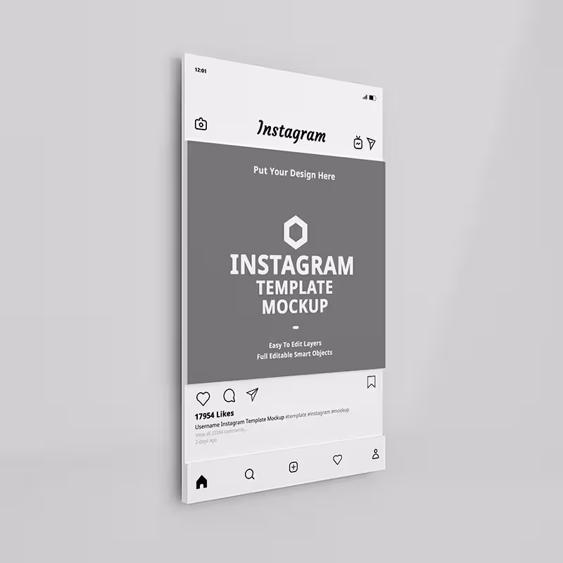 دانلود موکاپ نمایش پست اینستاگرام به صورت لایه باز PSD