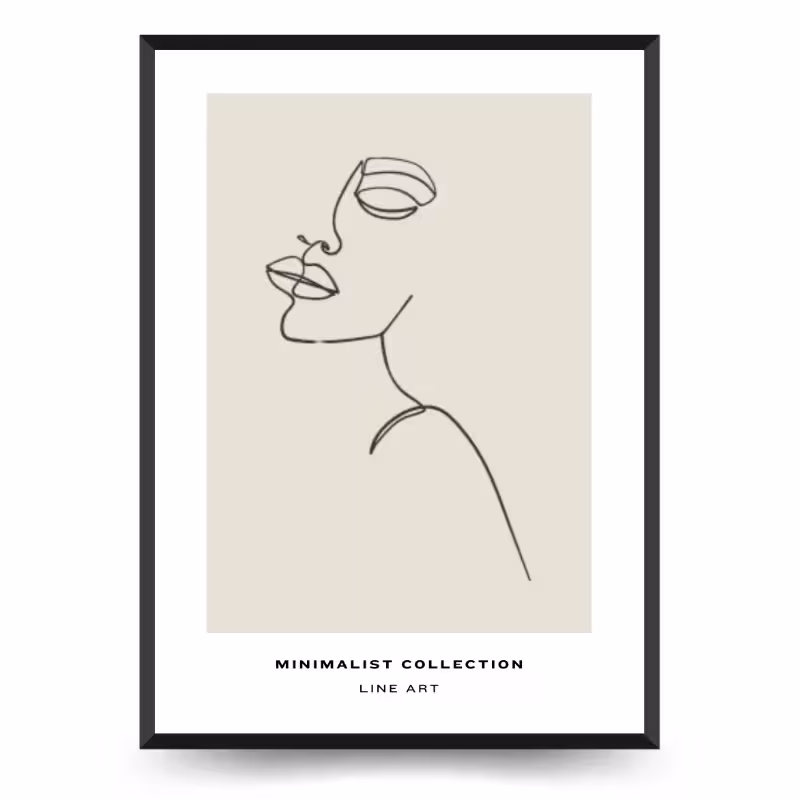 تابلو دکوراتیو پرتره لاین آرت چهره دختر کد 10