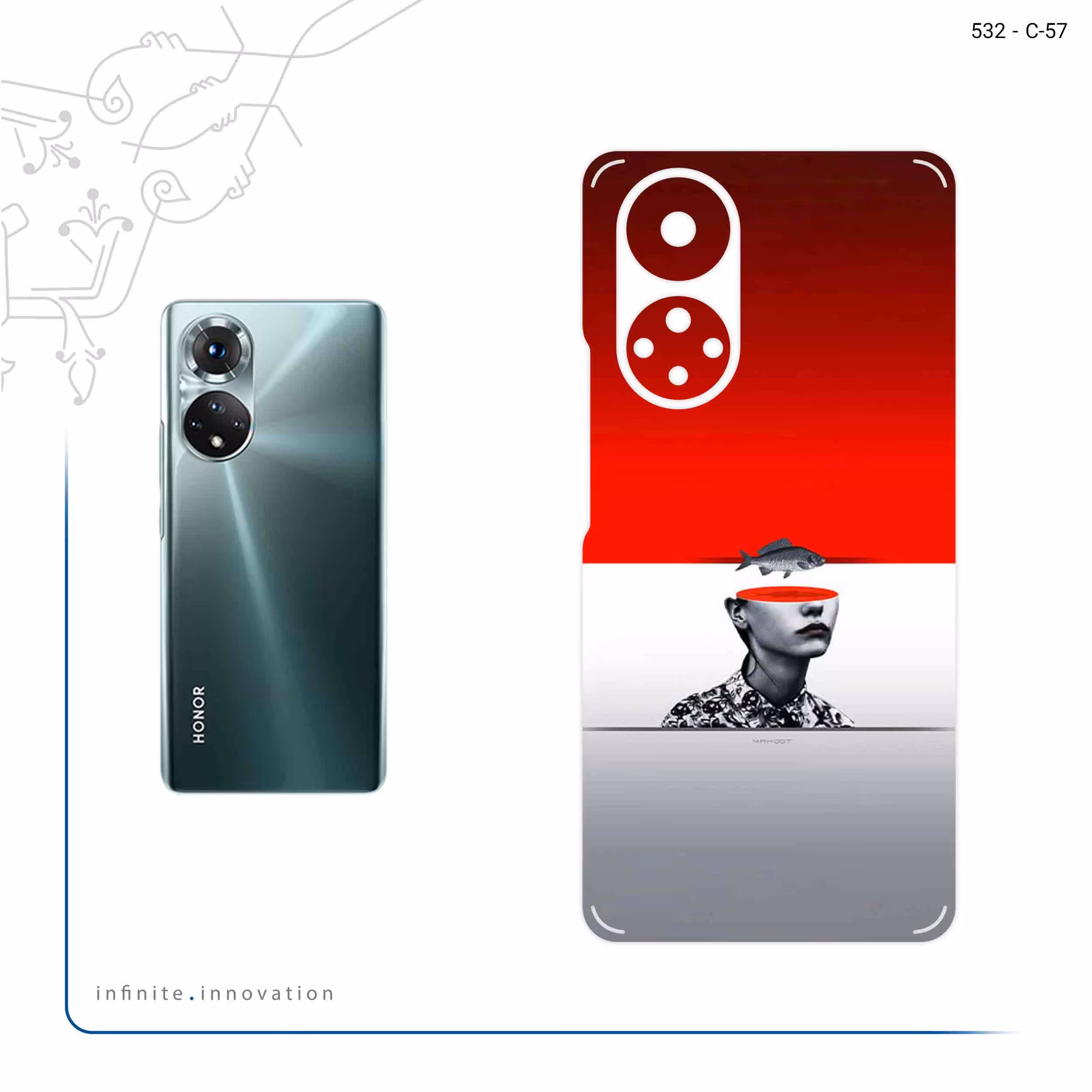 برچسب پوششی ماهوت مدل Collage of surreal Portrait of Women 1 مناسب برای گوشی موبایل آنر 50