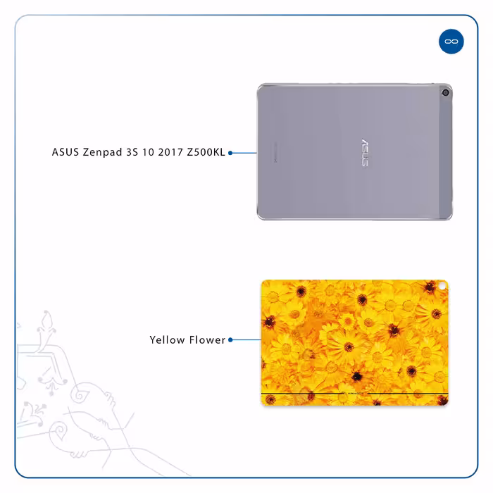 برچسب پوششی ماهوت مدل Yellow-Flower مناسب برای تبلت ایسوس Zenpad 3S 10 2017 Z500KL