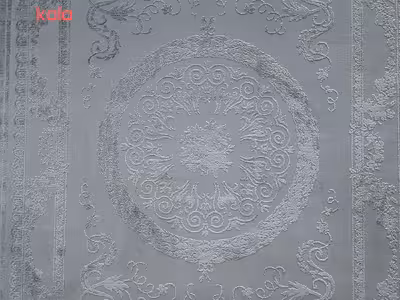 فرش ماشینی زمرد مشهد کد DI14 زمینه سبز آبی