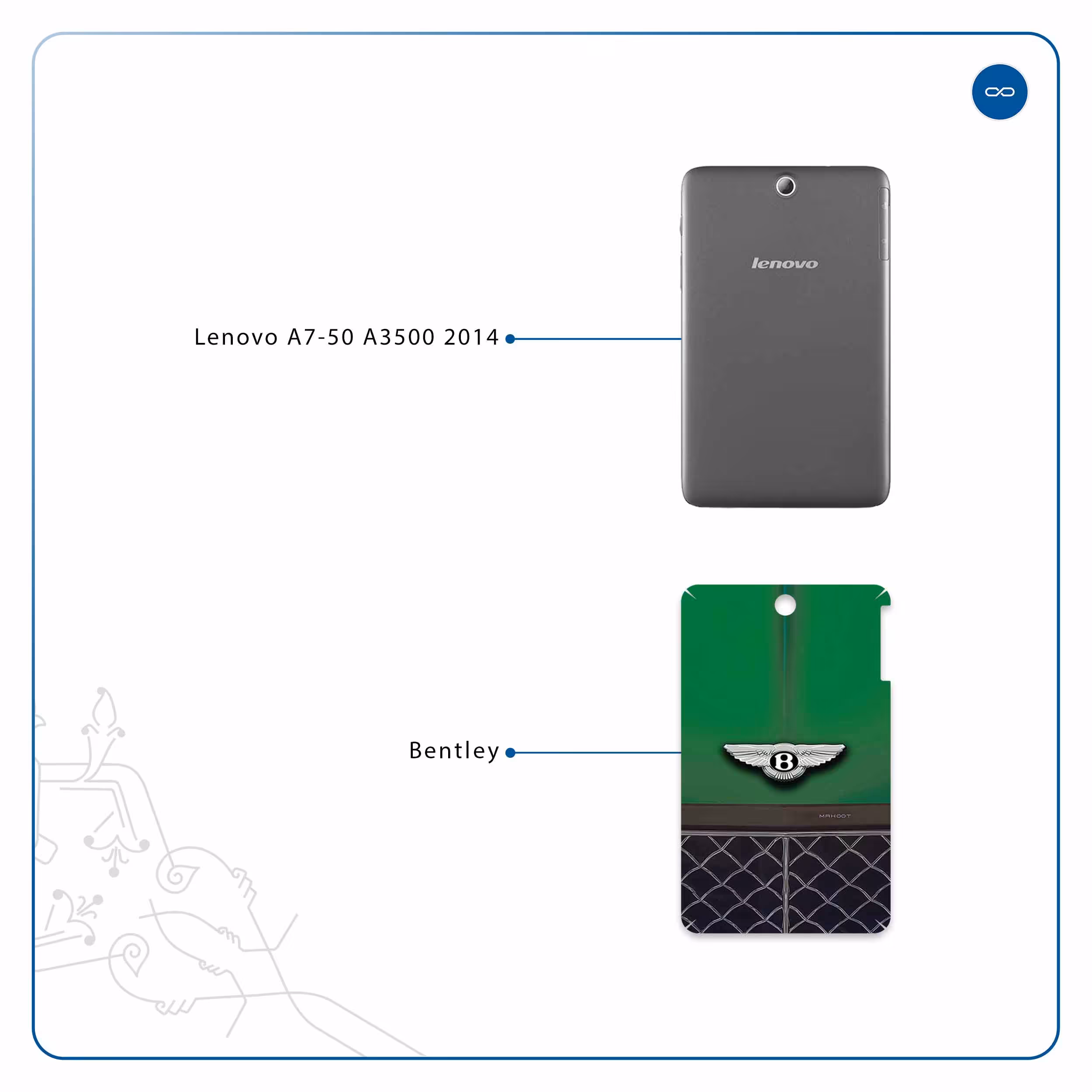 برچسب پوششی ماهوت مدل Bentley مناسب برای تبلت لنوو A7-50 A3500 2014