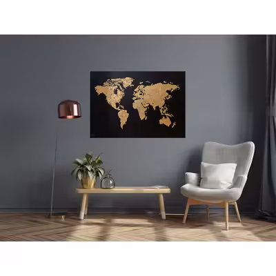  تابلو نقاشی ورق طلا مدل نقشه جهان کد A0009