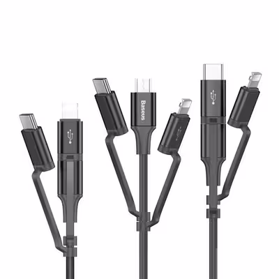 کابل تبدیل USB به microUSB/لایتنینگ/USB-C باسئوس مدل CA3IN1-ZY طول 1.2 متر