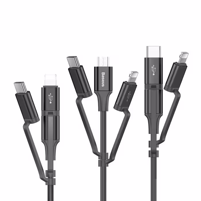 کابل تبدیل USB به microUSB/لایتنینگ/USB-C باسئوس مدل CA3IN1-ZY طول 1.2 متر