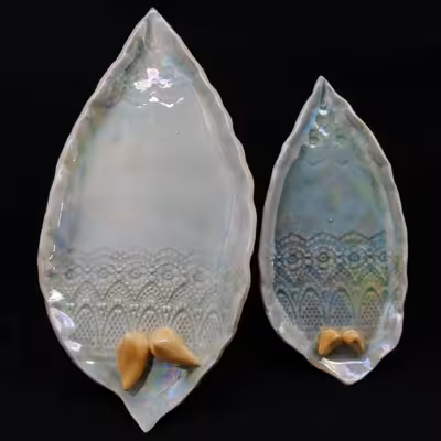 شیرینی خوری سرامیکی هیوا طرح سرو شیراز کد 11016457 مجموعه 2 عددی