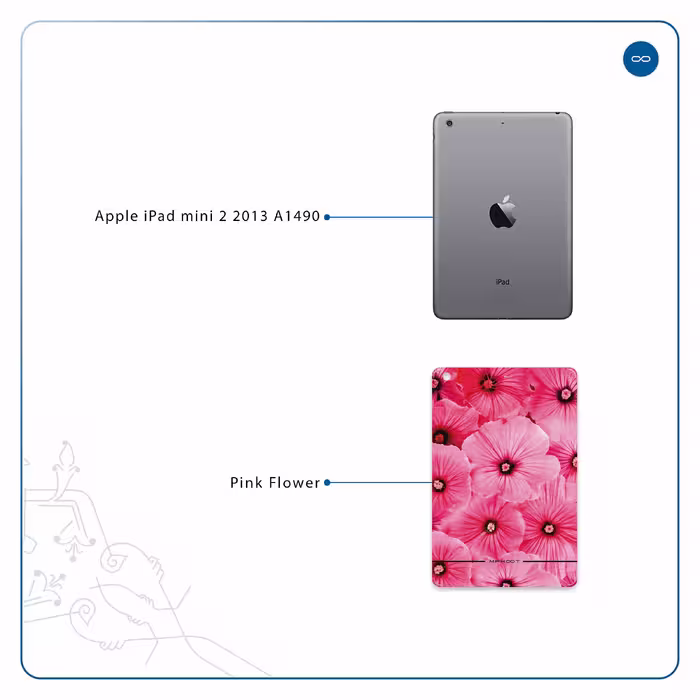 برچسب پوششی ماهوت مدل Pink-Flower مناسب برای تبلت اپل iPad mini 2 2013 A1490