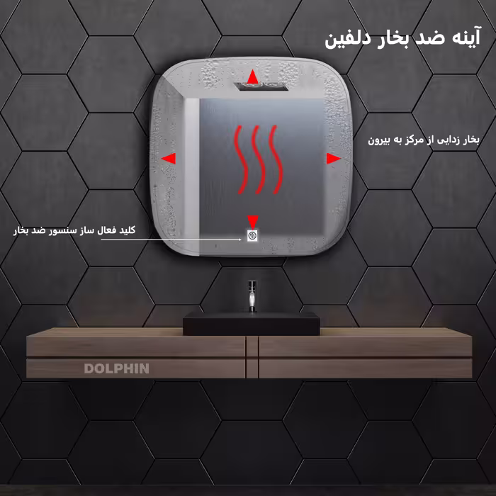آینه سرویس بهداشتی  دلفین مدل ضدبخار HT-SQ-61