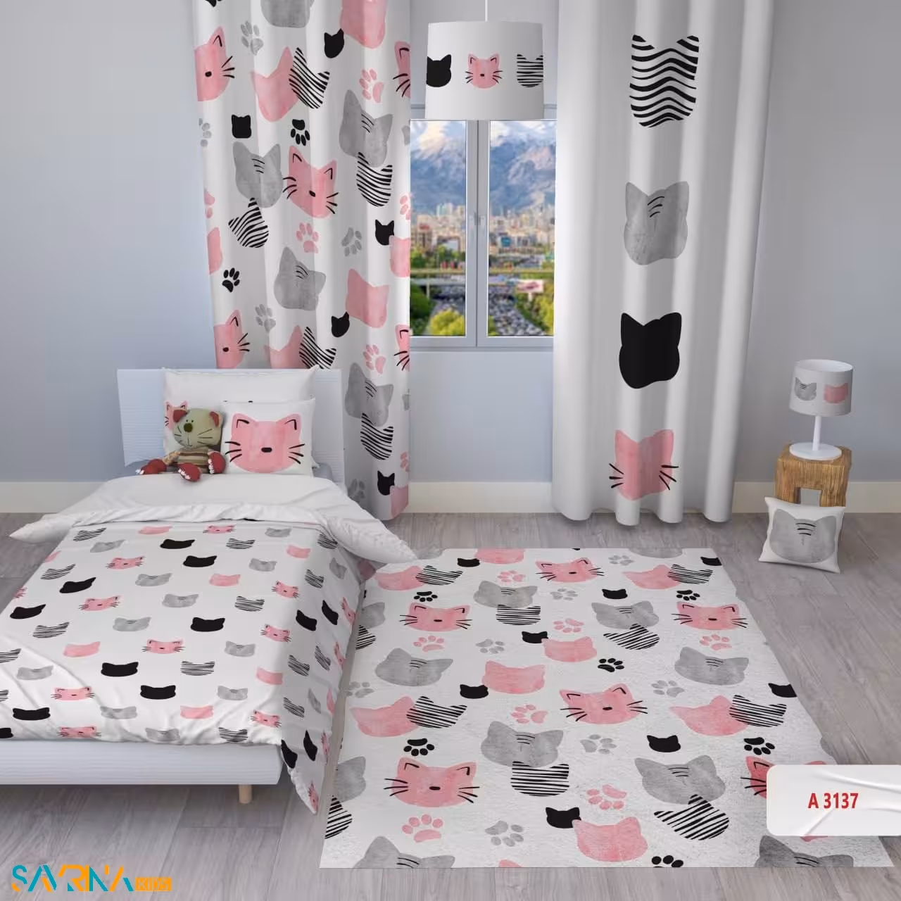 سرویس روتختی طرح گربه ملوس یک نفره کد A3137