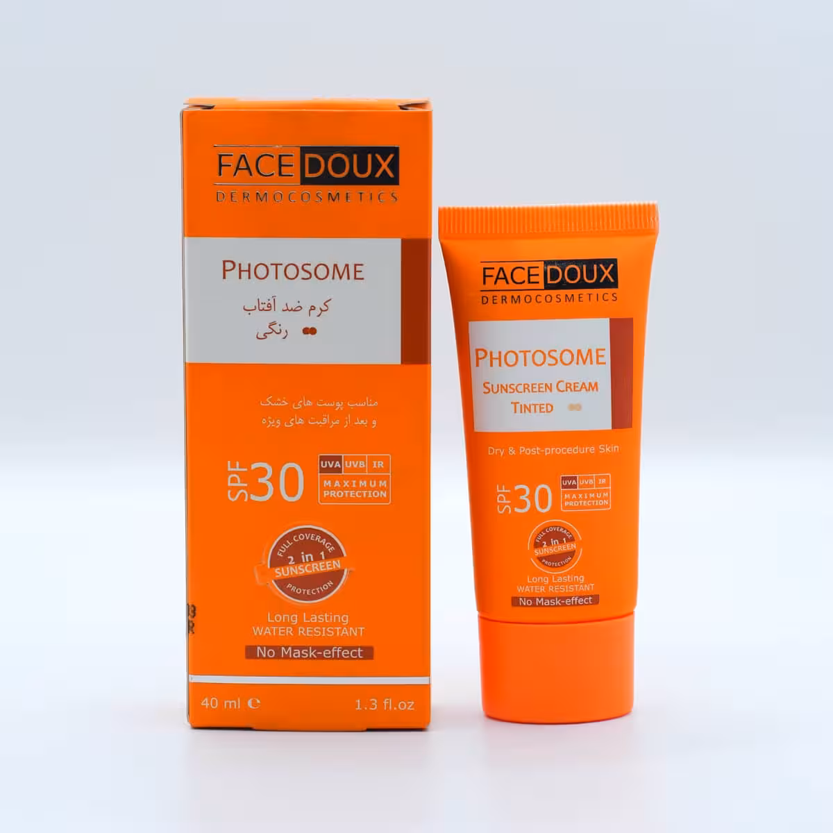 کرم ضد آفتاب رنگی بژ متوسط فیس دوکس فاقد چربی SPF50
