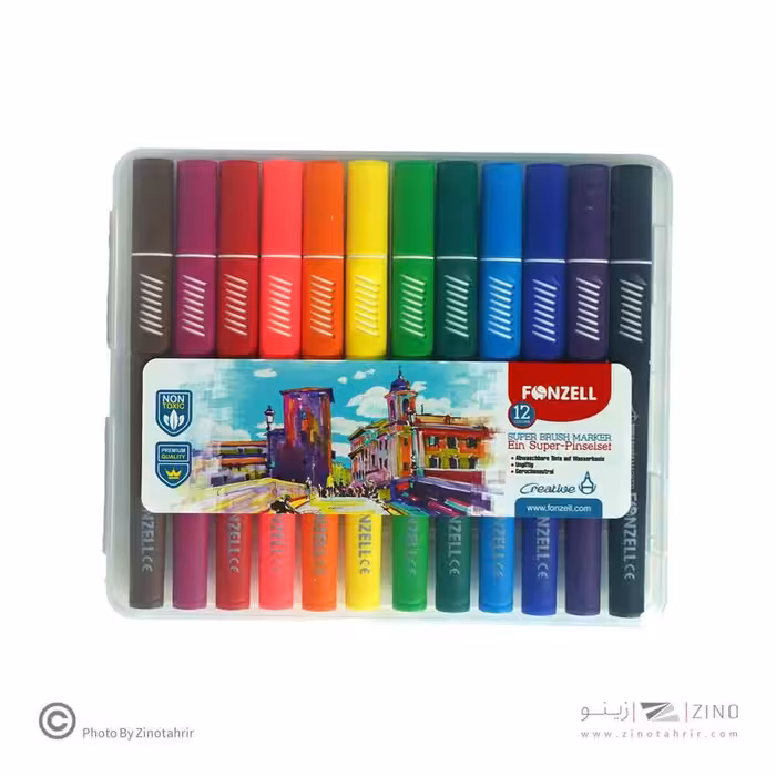 ماژیک نقاشی12رنگ(سه گوش جعبه طلقی براش) فونزل کد684998یا کد463998