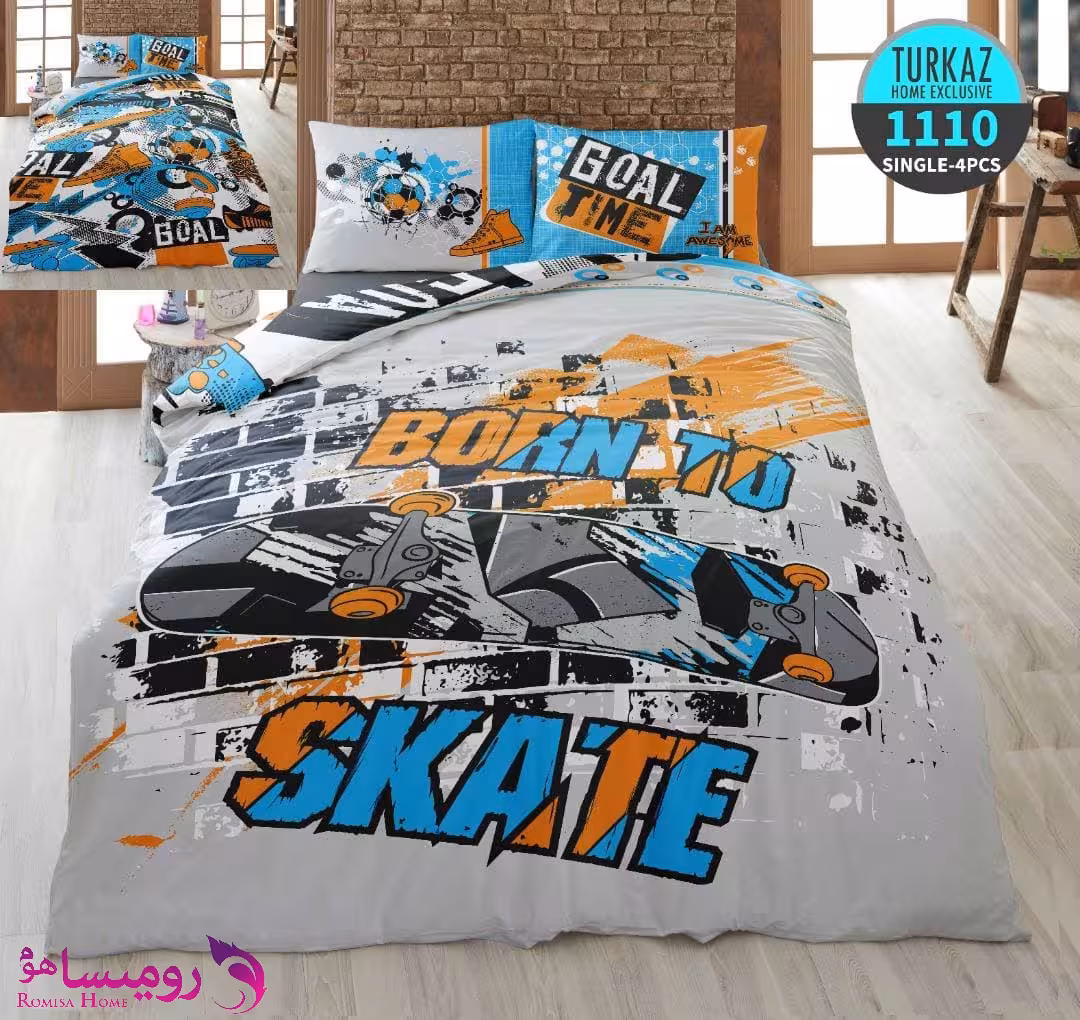 قیمت و خرید سرویس روتختی طرح اسکیت یک نفره برند Turkaz کد 1110