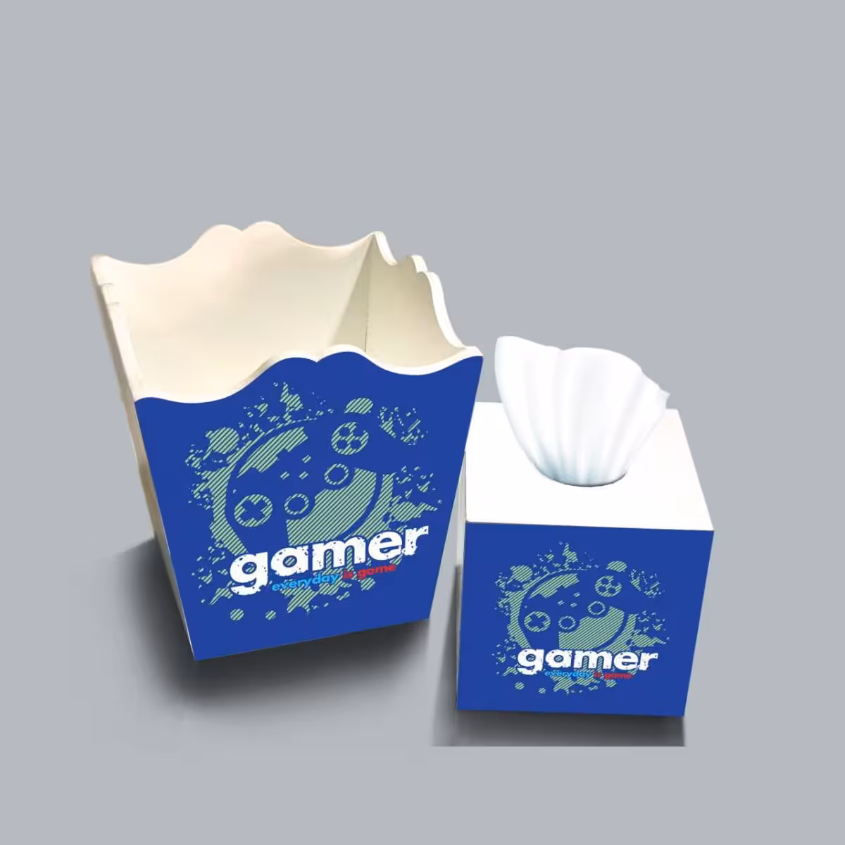 ست سطل و جا دستمال چوبی کودک طرح گیمر کد A4064