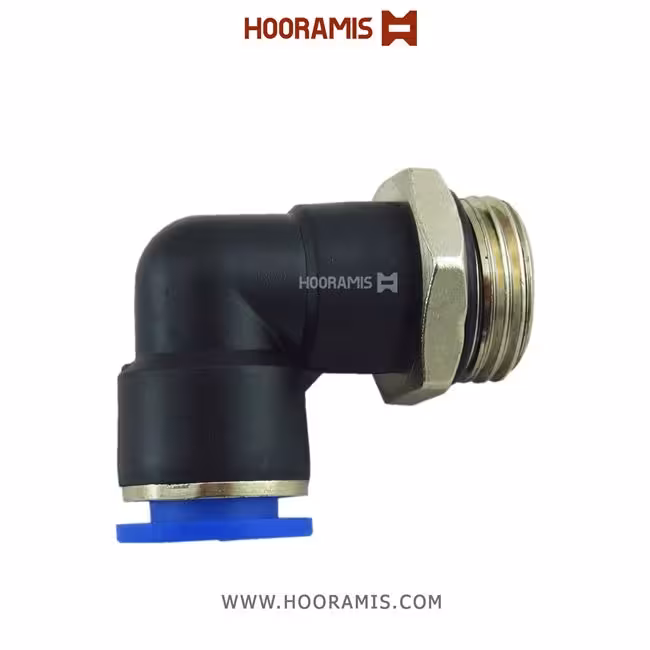 فیتینگ زانوئی پنوماتیک با شلنگ خور 8 میلیمتر و سایز دنده نری 1/8 اینچ