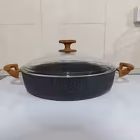تابه دو دسته گرانیتی سایز 28، مدل فورس السا مشکی، برند EVIZ (اویز)، با ضمانت 18 ماهه