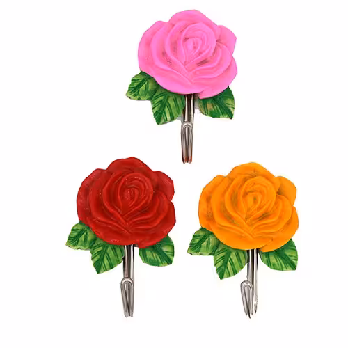 قلاب آویز حوله طرح گل مجموعه 3 عددی