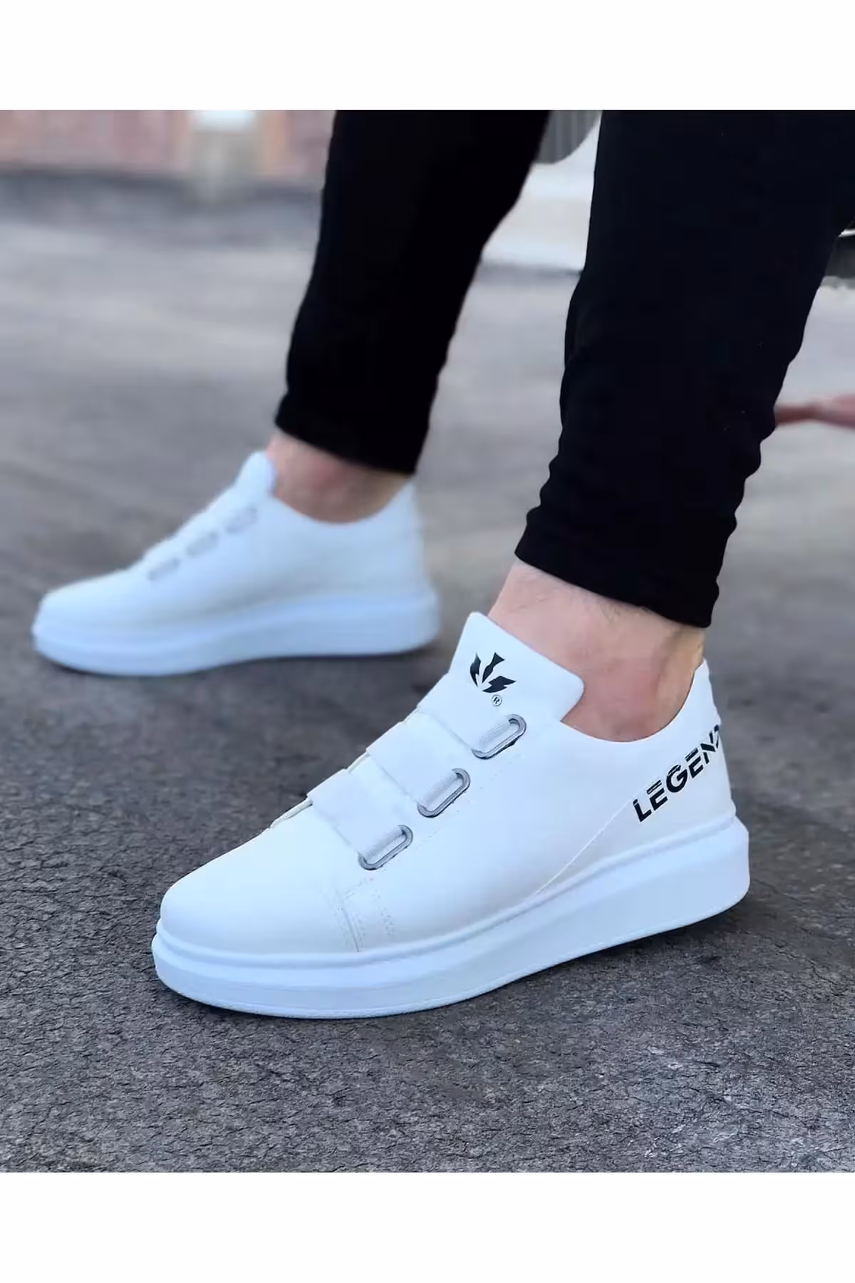 کفش مردانه کژوال با کف ضخیم سفید - 9111