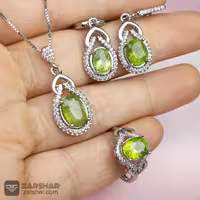 نیم ست نقره زبرجد زنانه