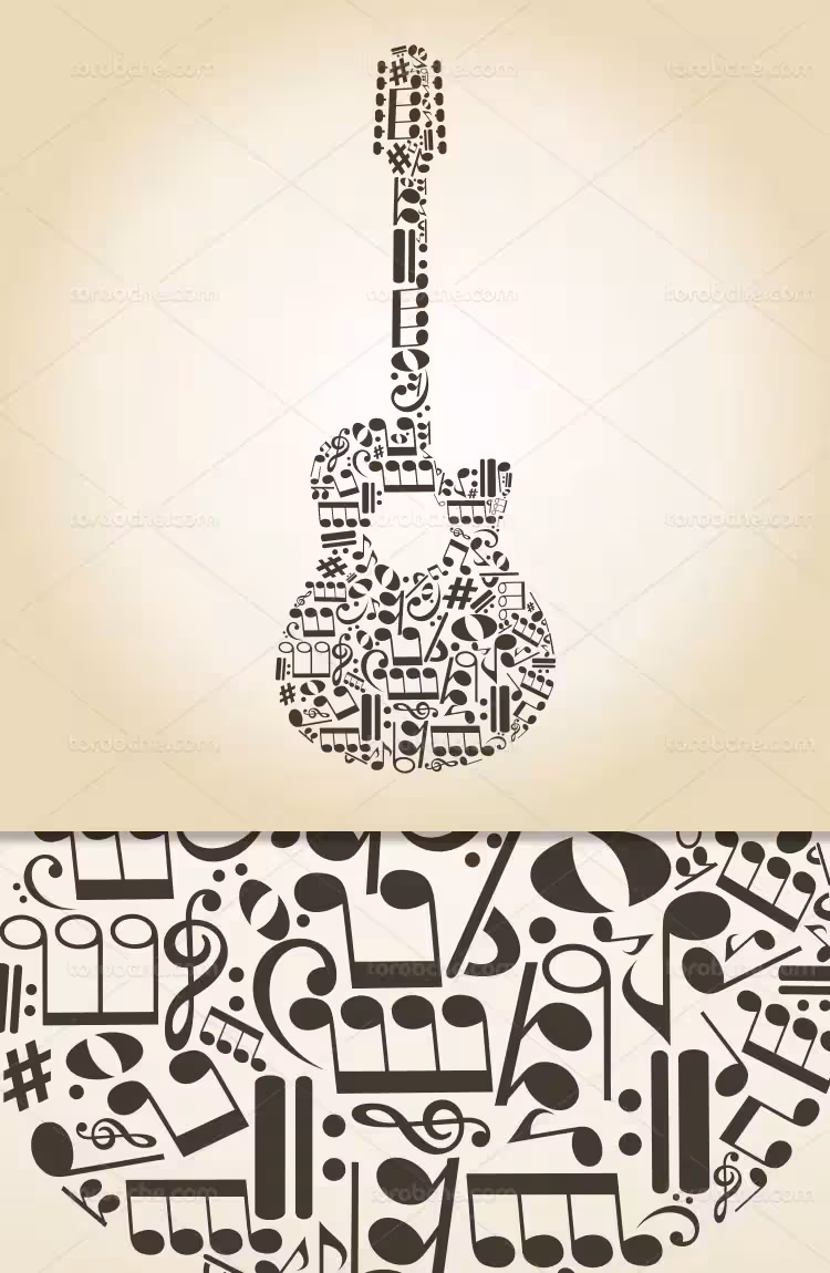 وکتور لوگو گیتار خلاقانه | گرافیک با طعم تربچه