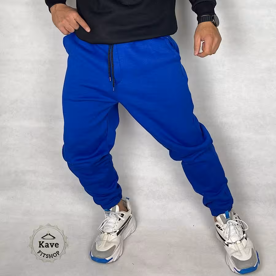 شلوار جاگر مردانه تو کرکی آبی