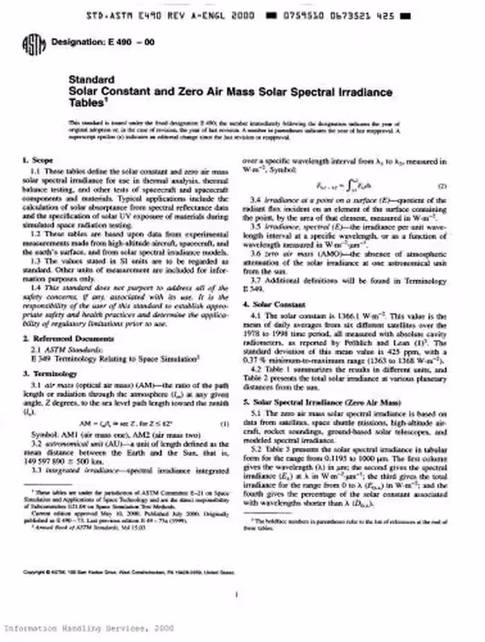 خرید و دانلود نسخه کامل کتاب American Standard. Solar Constant and Zero Air Mass Solar Spectral Irradiance