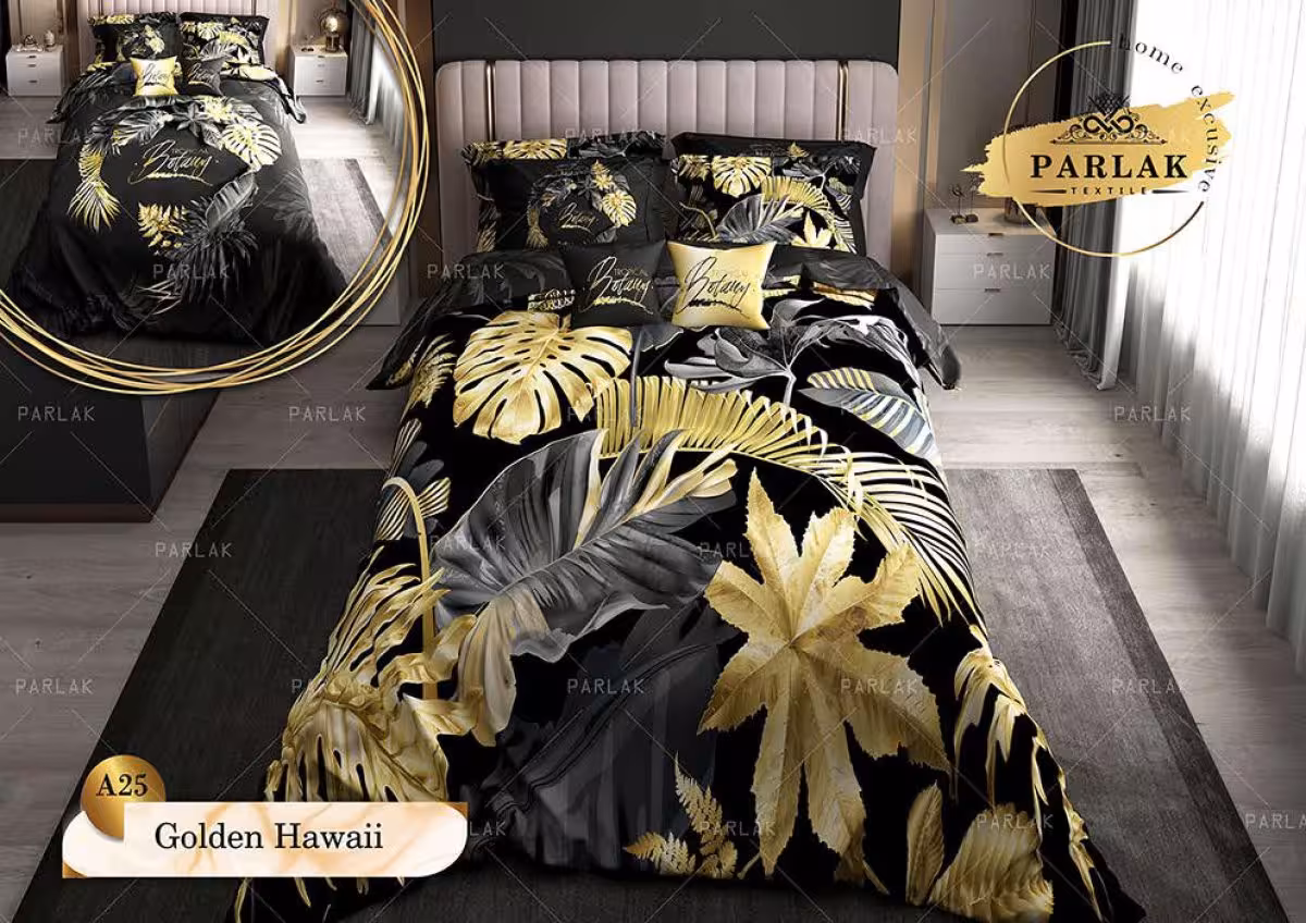 روتختی طرح هاوایی طلایی دونفره برند پارلاک کد A25