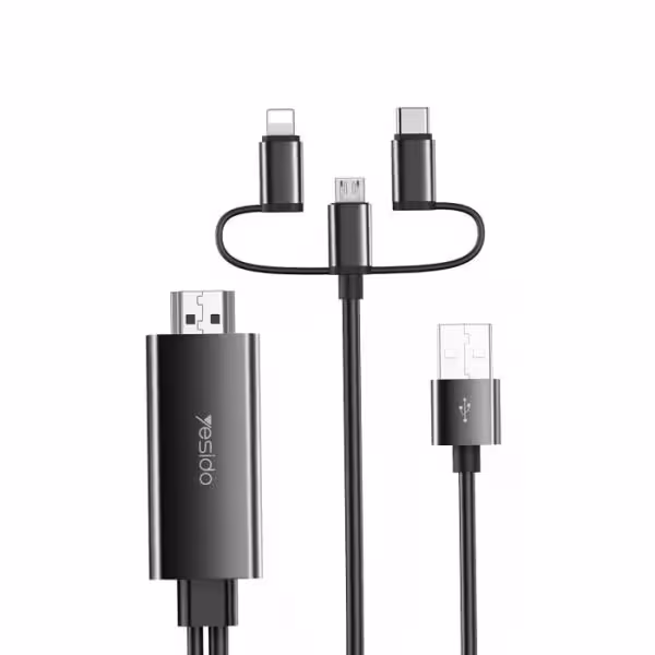 کابل تبدیل HDMI به لایتنینگ / microUSB/ USB-C یسیدو مدل HM05 طول 1٫8 متر