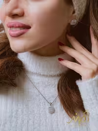 نیم ست (آویز و گوشواره) جواهری از نقره عیار 925، کد N_4445