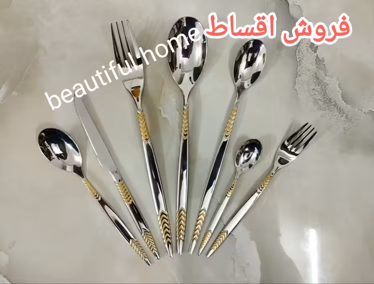سرویس قاشق و چنگال درجه یک 24 نفره 120 پارچه دهانه اروپایی نیمه طلایی یونیک آلمان اصلی 6 میل ضخیم (بدون چمدون)