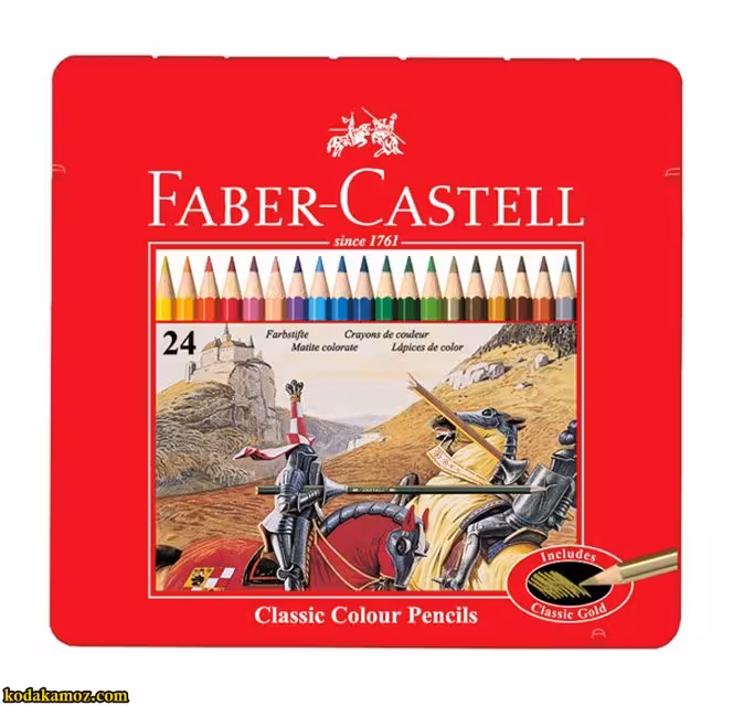 مداد رنگی 24 رنگ فلزی فابر کاستل