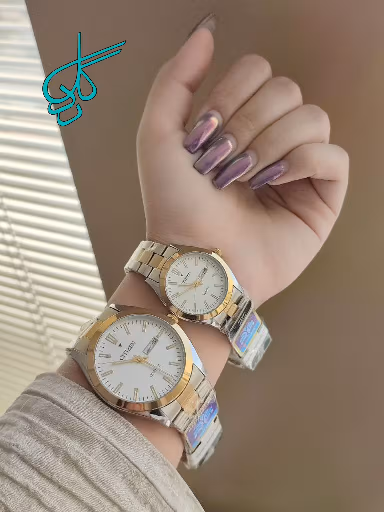 خرید ست ساعت زنانه و مردانه سیتیزن کلاسیک دو تقویمه قفل ضامن دار رنگ ثابت کیفیت عالی کد 2117186 - ردگل