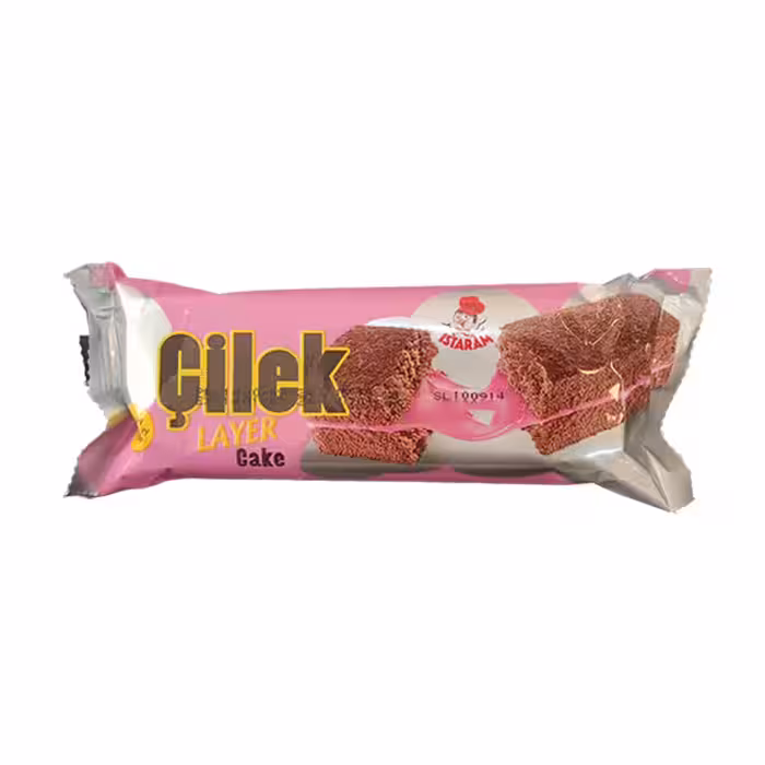 کیک اسفنجی کاکائویی با کرم توت فرنگی ایسترم 70 گرمی