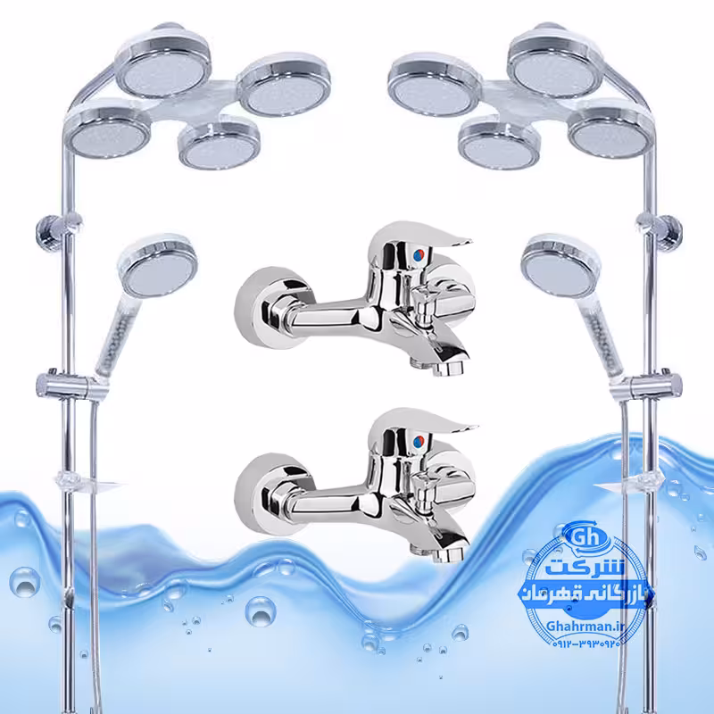 ست 4 عددی دوش حمام با علم یونیورست هلی شاتی شیرآلات برند آیدا صنعت مدل قهرمان | کروم براق