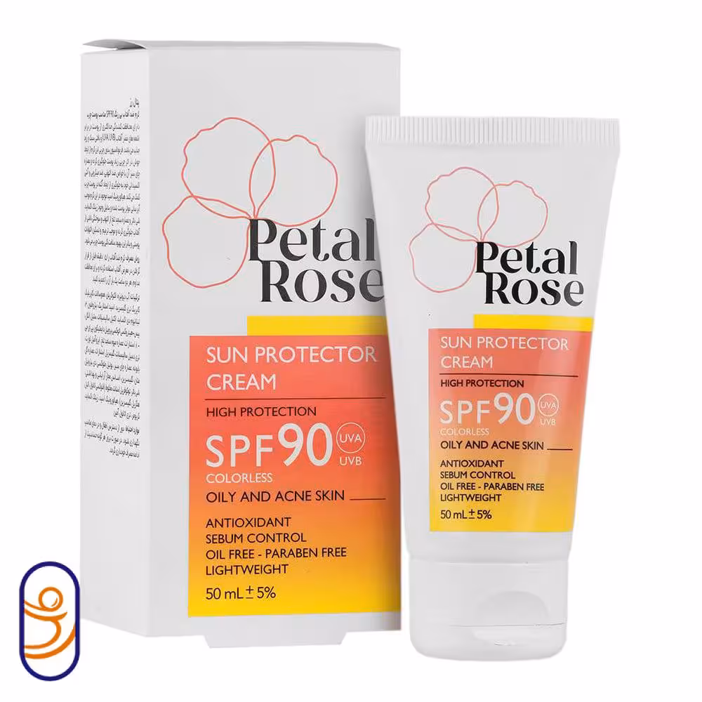 کرم ضد آفتاب بی رنگ SPF90 پوست چرب و مستعد آکنه پتال رز