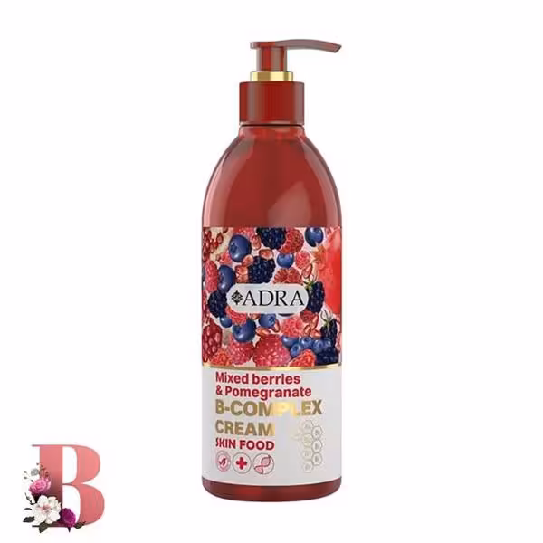 کرم مرطوب کننده ب کمپلکس آدرا حاوی بلوبری، تمشک و انار 350 میلی لیتر | ADRA B COMPLEX HAND AND BODY CREAM WITH MIXED BERRIES AND POMEGRANATE 350ml