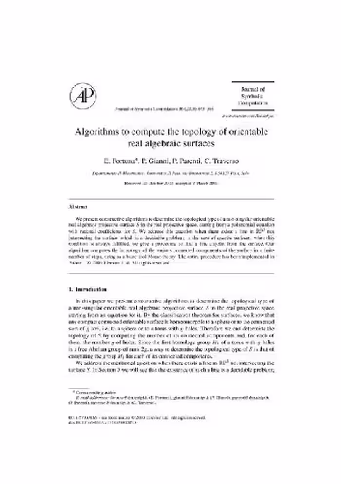 خرید و دانلود نسخه کامل کتاب Computing the topology of orientable real algebraic surfaces