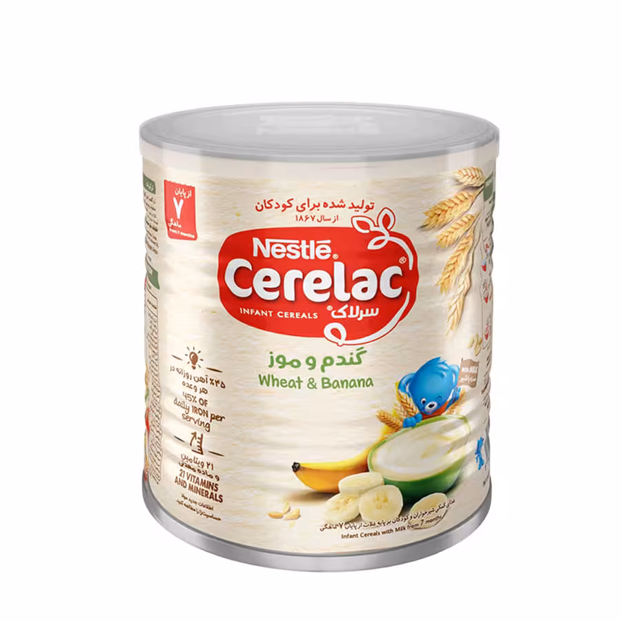 سرلاک گندم و موز به همراه شیر نستله از پایان 7 ماهگی 400 گرم