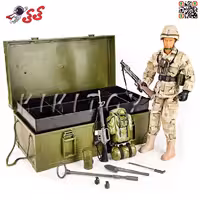 اکشن فیگور ست سرباز نظامی لباس خاکی با صندوق برند ام اند سی MILITARY LOCKER BOX 90418B