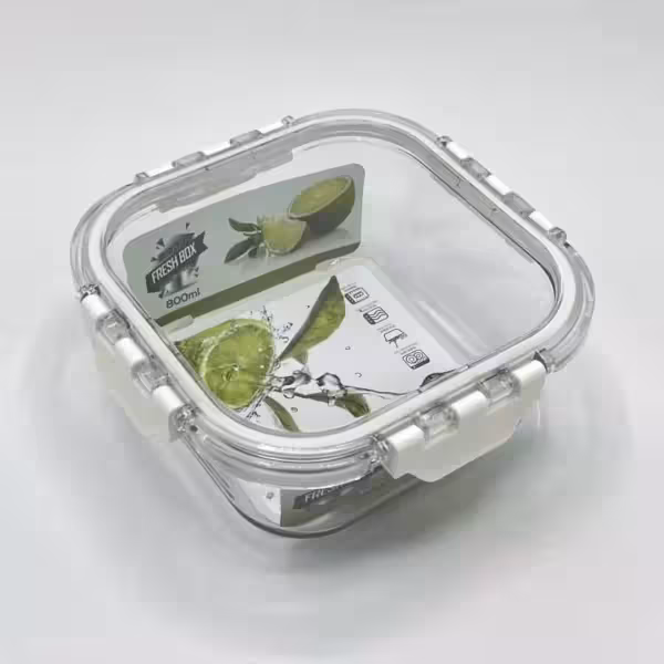 ظرف نگهدارنده مربع 800 میل نوار سفید