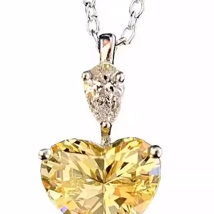 گردنبند آویز نگین قلب زرد درشت کد XL204-تصویر اصلی      گردنبند آویز نگین قلب ز