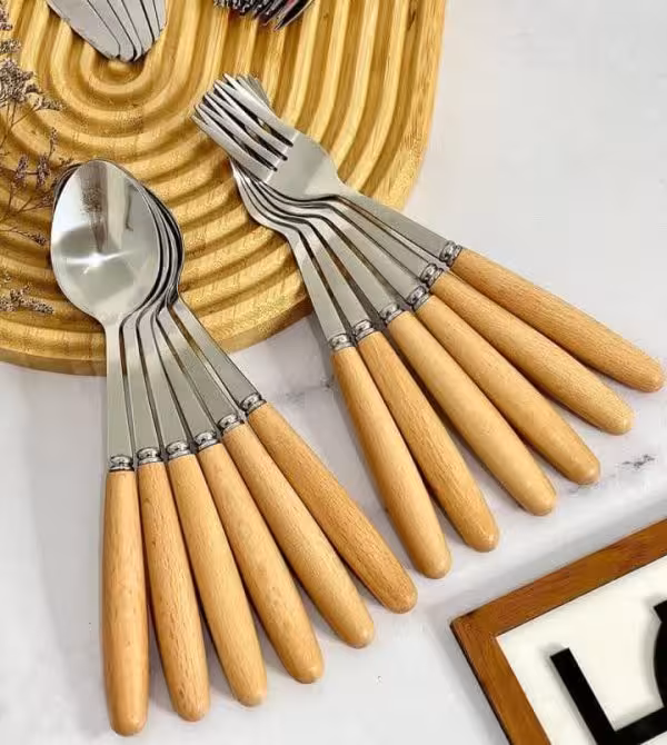 قاشق و چنگال دسته بامبو وارداتی